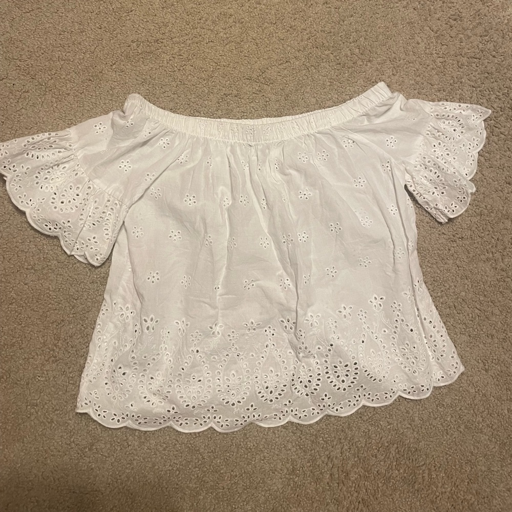 Kontrol- Off the Shoulder- White Eyelet Top- Size Large